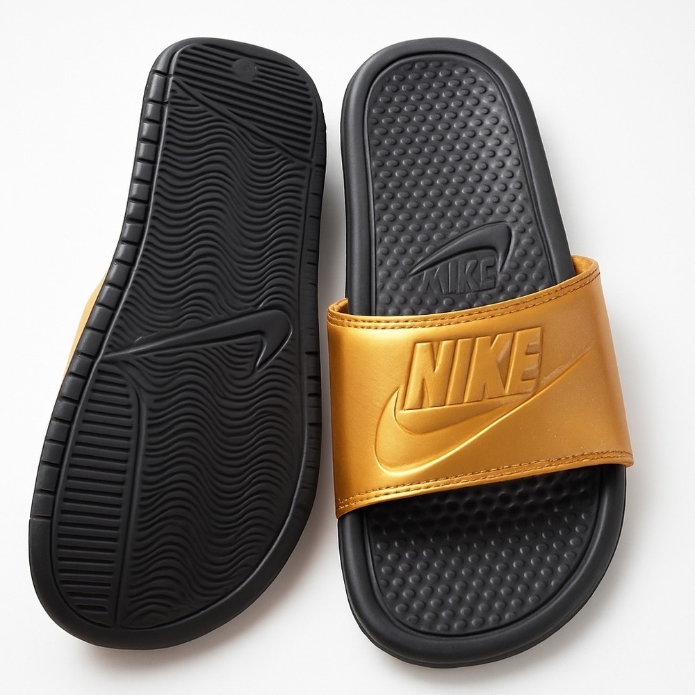 Nike Men's Gold and Black Slides sz 12 euc, 016 - Picture 2 of 2